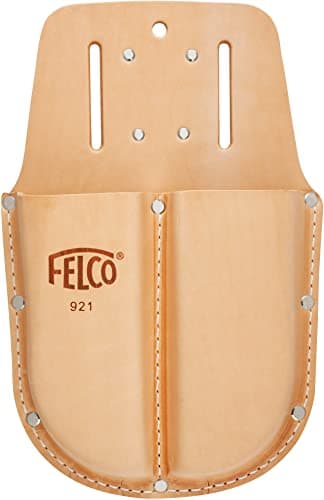 Image of Felco Leather Holster Model 921 Genuine Leather Double Holster Holds Two items for all Felco Secateurs Belt & Pocket Clip Garden Tools Plants Gardening Horticulture Vineyard Bonsai Topiary USA Made