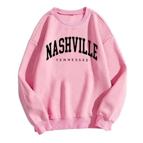 Image of Generisch Women's Letter Print Oversized Sweatshirt Crew Neck Long Sleeve Pullover, pink, L