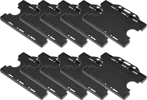 Image of Customcard Ltd Double-Sided ID Card Holder - Secure, Black Plastic for 2 Credit-Sized Cards (85mm x 54mm) - Durable, Lightweight for Work, School, Events- ID Card Holder for Lanyard (Black,Pack of 10)
