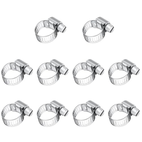 Image of 10 Pcs Hose Clips 6-12mm, Leryati Small Hose Pipe Clips Clamps, 304 Stainless Steel Screws Clips Worm Drive Pipe Clip for Workholding Devices Tube Pipe Clamps