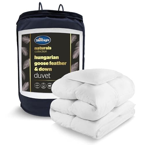 Image of Silentnight Hungarian Goose Feather and Down King Duvet – Luxury Hotel Quality 10.5 Tog Duvet Quilt Warm Cosy with 300TC Cotton Cover All Year Round Winter Summer – Machine Washable – King Size