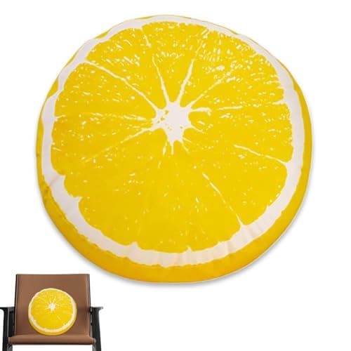 Image of Muzrunq Lemon Pillow, 14 Inch Soft Comfortable Round Floor Cushions Cute Decorative Fruit Pillows with High Elastic PP Cotton Washable Floor Pillows with Zipper for Couch Sofa Chair