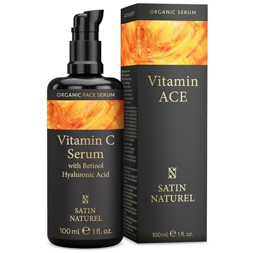 Image of Satin Naturel Vitamin C Serum for Face 100ml – Hyaluronic Acid & Retinol – Anti Wrinkle, Hydrating and Dark Spot Care for Sensitive Skin – Natural, Brightening and Nourishing
