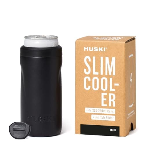Image of Huski Slim Can Cooler | NEW | Fits 250ml Premix/RTD, Energy & Soft Drink Cans | Triple Insulated | Detachable 2-in-1 Can Tab Slider | Keeps Cans up to 5X Colder | Great Gift (Black)