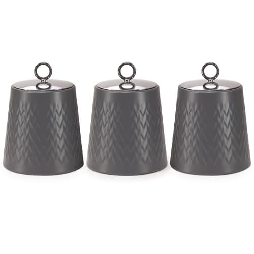 Image of EHC Tea Sugar Coffee Canisters Set, Storage Jars with Easy Open and close Lids, Airtight Containers Canisters Jars Set of 3, Grey