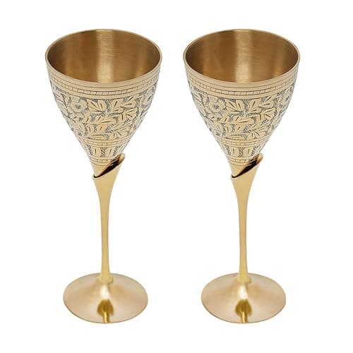 Image of House of Warfare Vintage Chalice Medieval Goblet | Solid Brass Royal Wine Glass Cups | Medieval Drinking Goblet Unique Gift (300 ml)