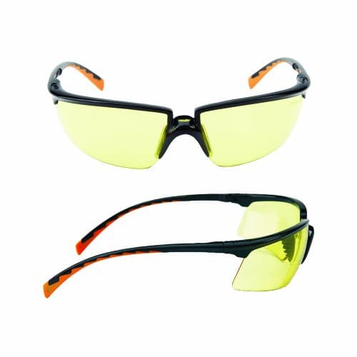 Image of 3M Solus Safety Spectacles Frame with Amber DX Lens (Pair of 1) - Black/ Orange