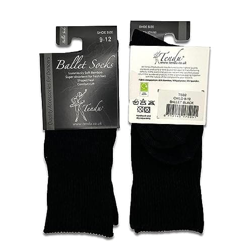 Image of Tendu Bamboo Ballet Socks (BLACK, UK Child Shoe Size 9-12)…ASIN B07DGHWDJQ