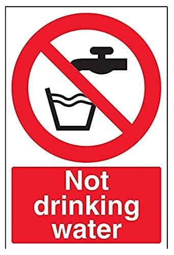 Image of V Safety Not Drinking Water Sign - 200mm x 300mm - Self Adhesive Vinyl
