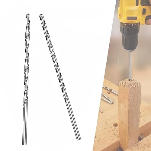 Image of 2 PCS 200MM x 6MM Extra Long Hss Drill Bit Set,Twist Drill Bits Straight Shank Tool Drill Bit (6MM)