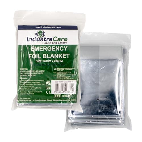 Image of IndustraCare 3 PACK Compact Emergency Thermal Silver Foil Blanket, ideal for camping & survival - 140cm x 204cm