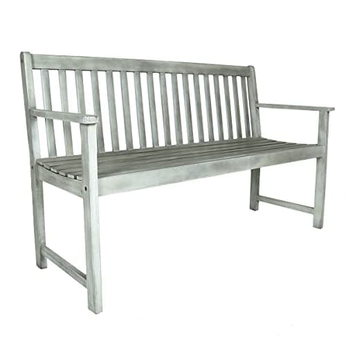 Image of CHARLES BENTLEY FSC® 100% Acacia White Wooden 2 Seater Bench, Outdoor, Garden, Furniture, Patio, Park, Modern Design, Sustainable, Hardwood, Ethically Sourced, Durable, 160kg Capacity (141x59x87cm)
