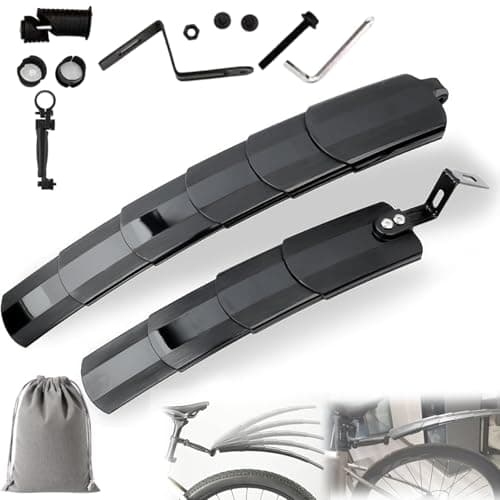 Image of Gienslru Retractable Bike Mudguards, Adjustable Front Rear Retractable for Bike Mudguard Set, Portable Foldable Front Rear Mudguards, Universal Fit Rain Splash Protection, Easy Installation (1pc)