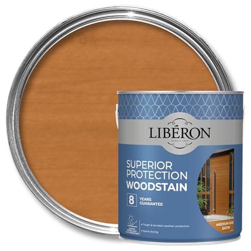 Image of Libéron Superior Protection Woodstain - 8-Year Guarantee - Durable Weather Protection - UV-Resistant - Water-Repellent - Quick-Drying - Medium Oak - 2.5 litres