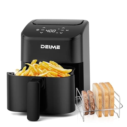 Image of DEIME Air Fryer, Small Digital 3 Qt Airfryer Space Saving Compact, Bake, Reheat, Roasts for Quick Easy Meals, Mini Compact & Quiet, Nonstick & Dishwasher Safe Basket (Black+TR)