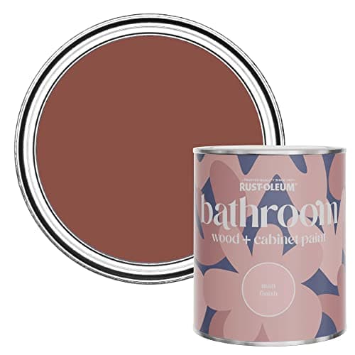 Image of Rust-Oleum Red Moisture Resistant Bathroom Wood and Cabinet Paint in Matt Finish - FIRE BRICK 750ML