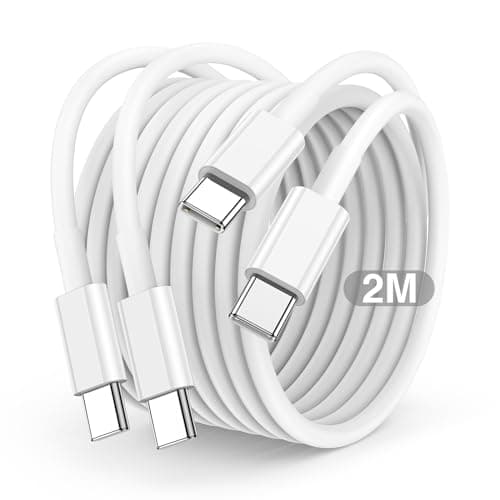 Image of USB C to USB C Charger Cable 2m, 60W Type C Cable Lead Long Fast Charging Power for Apple iPhone 17 Pro Max/17 Air/16/16 Pro/15 Plus, MacBook Pro 2021/2020, iPad Pro 12.9/11 inch/Mini/Air 5/4, Pixel