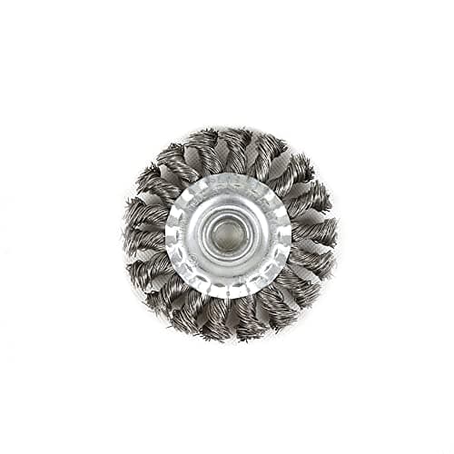 Image of Twist Wire Wheel Brush, Flat Knotted Steel Wire Angle Grinder Accessory for Cleaning, Polishing and Sanding (115mm x 16mm)
