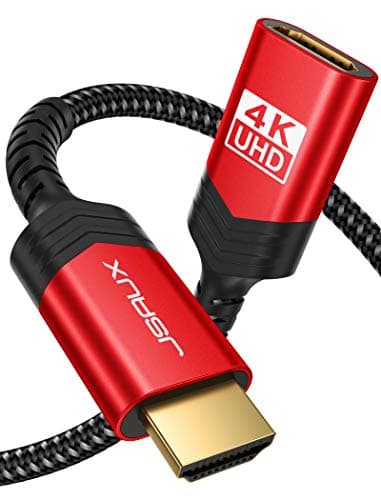 Image of JSAUX HDMI Extension Cable, 3M 4K@60Hz HDR High Speed HDMI 2.0 Extender HDMI Male to Female Lead Support 3D, 18Gbps, ARC, Ethernet Compatible with TV Stick, Roku Fire Stick, Blu-Ray, PS3/PS4 - Red