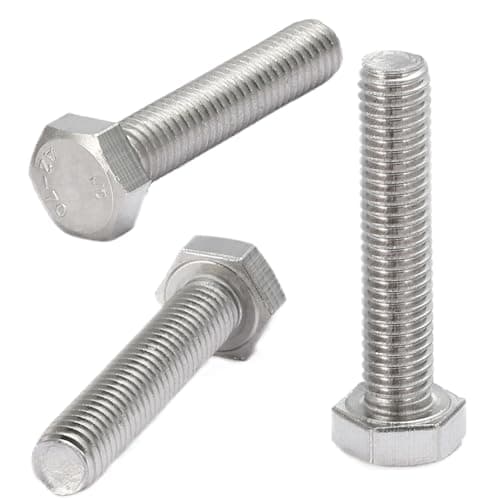 Image of AMLOOPH M8 Bolts, M8 X 50mm Hex Head Cap Screws - A2 Grade Stainless Steel Fully Threaded Hex Bolts for Metal Construction Work, Automotive Machinery (Pack Of 10)