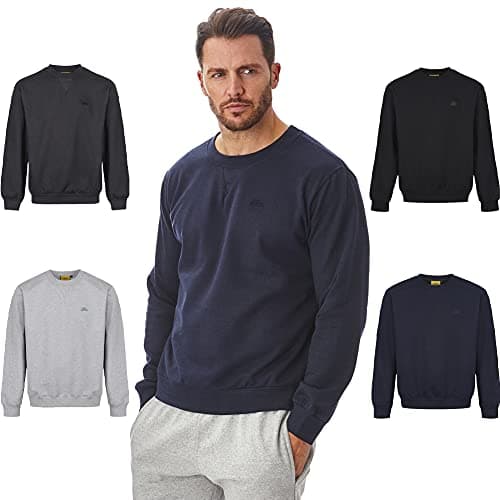 Image of Iron Mountain Men’s Fleece Jumper Crew Neck Sweatshirt Cotton Blend Workwear Pullover Long Sleeve Lightweight Durable Sweatshirts for Men Casual Wear (Navy, XL)