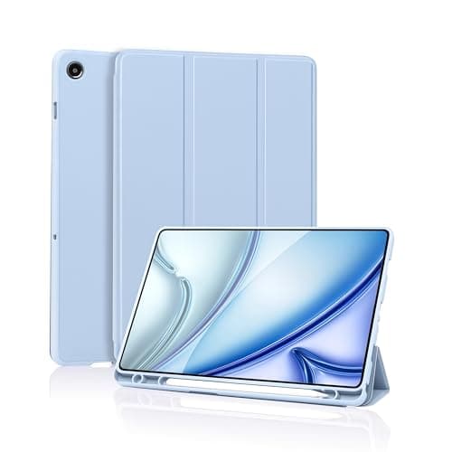 Image of Case for Samsung Galaxy Tab A9 Plus Tablet Case with Pencil Holder, Slim Smart Protective with Soft TPU Back, Auto Sleep/Wake Cover for Samsung Galaxy Tab A9+ 11 (Sky Blue)
