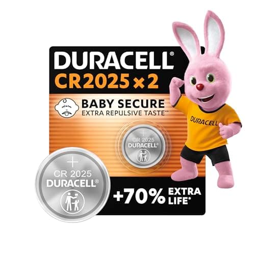 Image of DURACELL 2025 Lithium Coin Batteries 3V (2 pack) - Up to 70% Extra Life - Baby Secure Technology - For Use in Key Fobs, Fitness Watches and 3D Glasses - Baby Secure Packaging