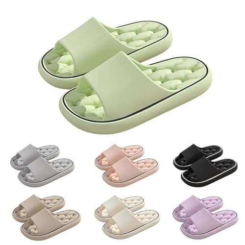 Image of Beach Shoes Women Size 5,Cloud Sliders for Women Men Super Soft Shower Quick Drying Flip Flops Non-Slip Home Shoes Summer Beach Pool Pillow Open Toe Slippers for Indoor Spa Garden Bathroom Green