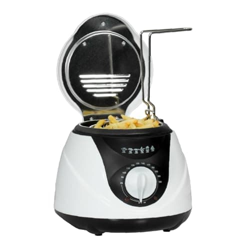 Image of Quest 1 Litre Mini Deep Fat Fryer, 80°C - 190°C Adjustable Temperature, Deep Fryer for Chicken, Chips & More, Serves 1-2, Easy Clean, Non-Stick Bowl & Basket, 900W (35150)