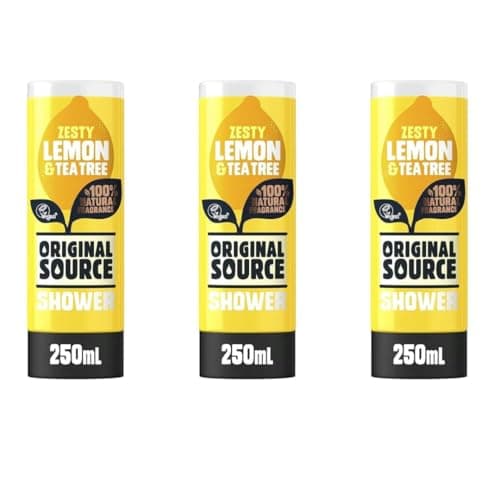 Image of Original Source Zesty Lemon & Tea Tree Shower Gel, 100% Natural Fragrance, Vegan, 250ml, Pack of 3