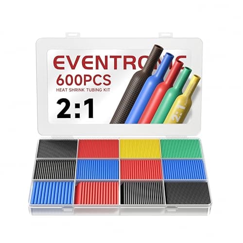 Image of Eventronic Heat Shrink Tubing Set, 600 Pieces, EVA Material, Upgrade, IP56 Waterproof, Total 27 m, 5 Colours, 12 Sizes, Ideal for Electrical Insulation and Wire Connections, Never Fade