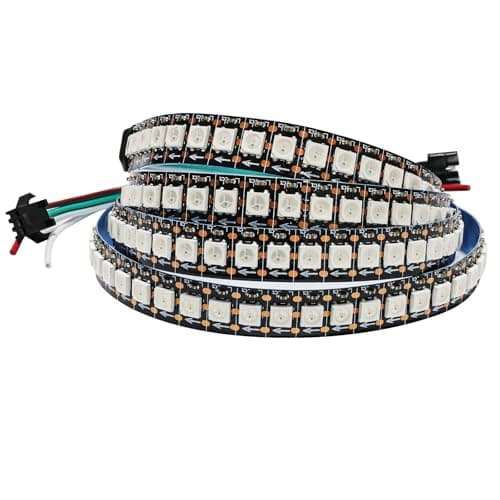 Image of Tesfish WS2812B Strip Light 5V RGB LED Pixel Strip 1 m 144 LEDs/M IP30 Black PCB Flexible Full Colour Addressable Individually Smart for Advertising Decoration DIY Projects