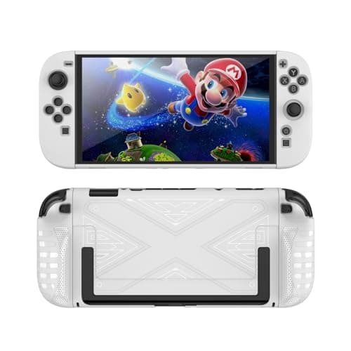 Image of QINOUK Case Compatible with Nintendo Switch 2, Soft TPU Case with Built-in Kickstand, Anti-Scratch Protective Case Compatible with Nintendo Switch 2-White