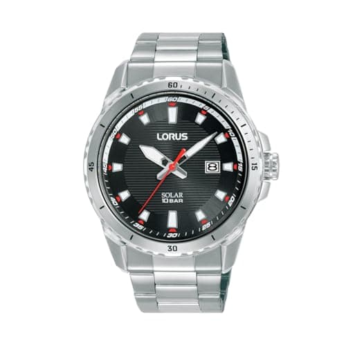Image of Lorus Men's Analogue Quartz Watch with Stainless Steel Strap, Silver/Black, Silver/Black, Standard Size, Bracelet