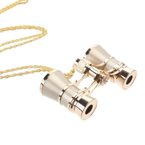 Image of Orivin Binoculars Opera Glasses Full Metal Handheld with Chain Champagne Color 3x Magnification 25mm Objective Lens Optical Glass Lenses
