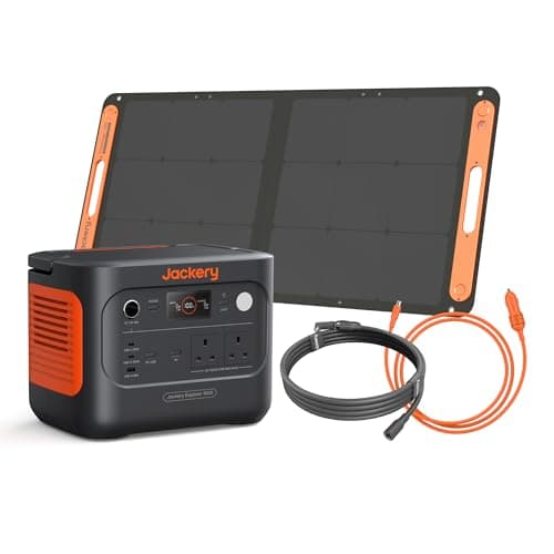 Image of Jackery Explorer 1000 v2 Portable Power Station, 1070Wh LiFePO4 Battery, 1500W AC / 100W USB-C Output, 1 Hr Fast Charge, Solar Generator with 100W Solar Panel, 5m Extension Cable & Car Charging Cable