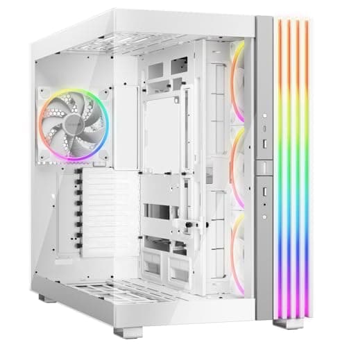 Image of be quiet! Light Base 900 FX White PC case, fully windowed front and side panel, show case, dual chamber design, massive ARGB LED strip, 4 Light Wings 140mm PWM fans, inverted and horizontal layout