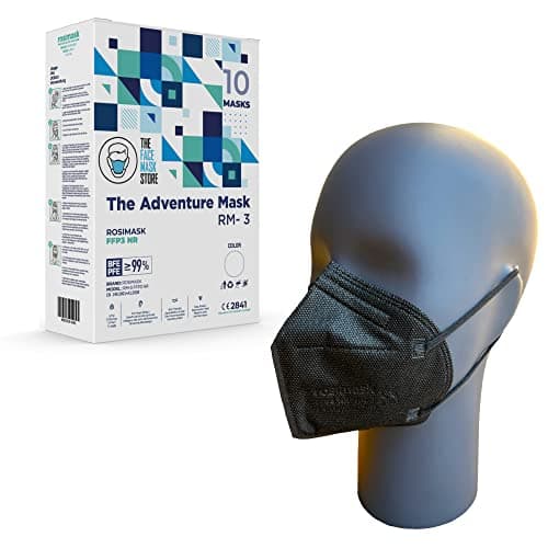 Image of The Adventure Face Mask FFP3 Face Masks with Ear Loops, UK Certified Face Mask, Safety Mask, 5 Layer FFP3 Mask, CE Certified Dust Mask, PPE Mask, Box Of 10 (Black)