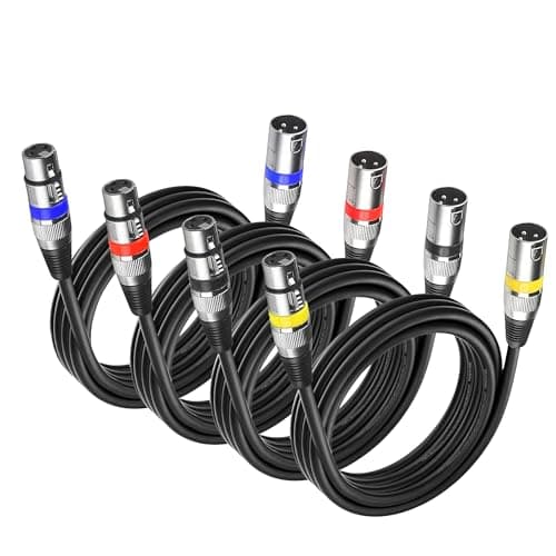 Image of YOZAIUUI 4 Packs XLR Cables 3M: Microphone 3 Pin Dmx Cables XLR Male to Female, Hi-Fi Sound Quality, Compatible with Microphones, Mixers, DMX Stage Lighting, Speakers