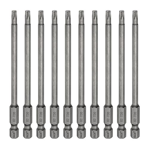 Image of sourcing map 10pcs T20 Torx Head Screwdriver Bit 1/4" Hex Shank 4" (100mm) Long Magnetic No Hole Tip Tamper Proof 6 Point Star Screw Driver Drill Bits S2 Steel Industrial Power Screwdrivers