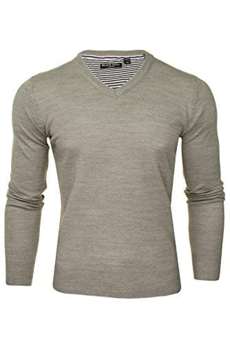 Image of BRAVE SOUL Mens V-Neck Jumper Long Sleeved (Silver Grey Marl) L