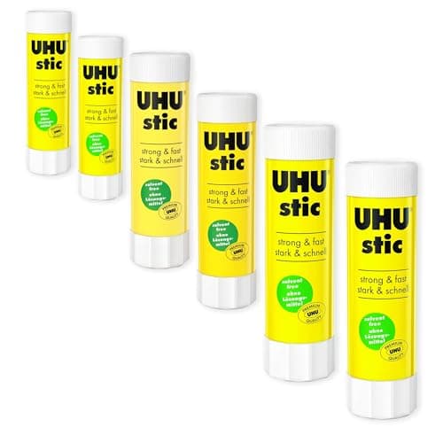 Image of UHU Stic Glue Stick - Solvent Free - Clear Application - 8G/21G/40G - 2 of Each Size - Pack of 6