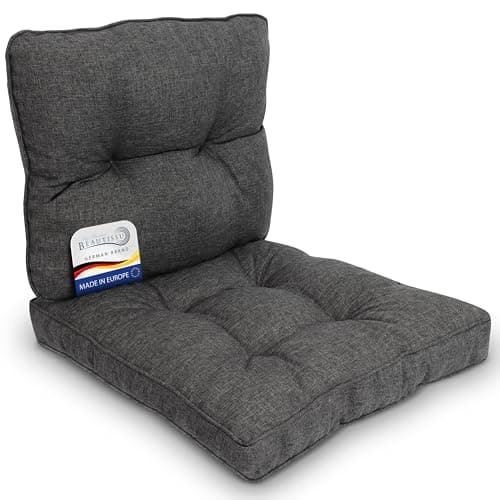 Image of Beautissu 2pcs Set Outdoor Seat Cushion 70x70 cm & Back Cushion 70x40 cm– Comfortable Cover Dirt & Water Repellent Garden Chair Cushions Seat Pads Furniture Chairs Rattan Patio Anthracite – BeauFlair