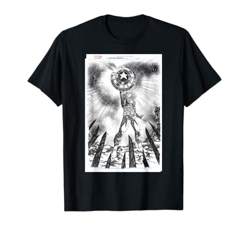 Image of Marvel Captain America Sketched Comic Book Cover T-Shirt