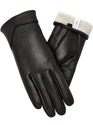 Image of Vislivin Womens Leather Gloves Touch Screen Winter Glove Warm Driving Gloves Black-2 L