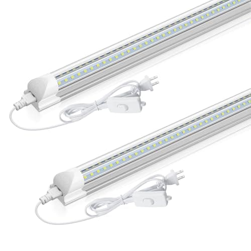 Image of CNSUNWAY Lighting 2FT LED Shop Light, 20W 2500LM, 5000K Daylight T8 LED Light Fixture, V Shape, High Output, Linkable Shop Lights for Room, Garage, Workshop, Under Cabinet, ETL Listed (2 Pack)