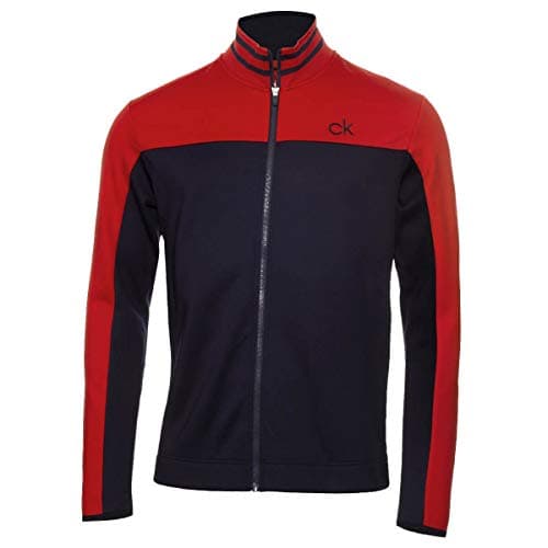 Image of Calvin Klein Mens Retro Performance Sweater - Navy/Red - M