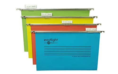 Image of Eastlight Premium Suspension Files [ Pack 25 ], Foolscap, Filing Cabinet. with Tabs and Inserts. 100% Recycled Manilla. Made in The UK, **Please Check Size Required**
