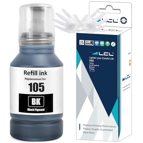 Image of LCL 105 Black High Capacity Ink Bottle Replacement for Epson 105 Ink Cartridge Bottle Multipack Compatible with Epson EcoTank L7160 L7180 ET-7700 ET-7750 Printers (1 Pack)