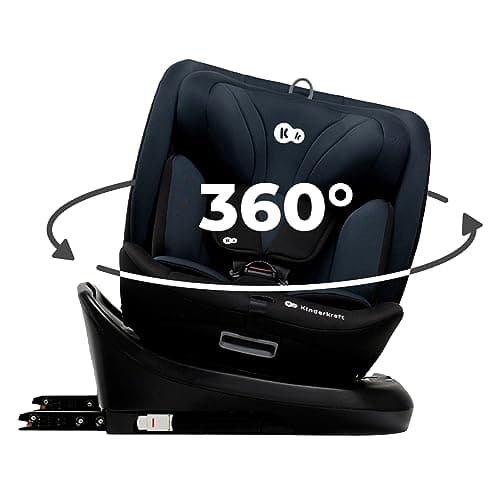 Image of Kinderkraft I-Grow Child Car Seat, I-Size 40-150 cm, 360 Degree Rotation, Isofix, Base Station, RWF and FWF, Special Safety Systems, Easy to Clean, from Birth Group 0/1/2/3 0-36 kg, Black